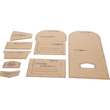 Gabarit acrylique 8 pièces pour portefeuille court, outils de moulage et de création de patrons en cuir faits main. (1/5)