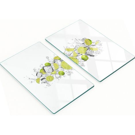 Dos bandejas de vidrio para servir cubitos de hielo con sabor a lima (2x30x52 cm)