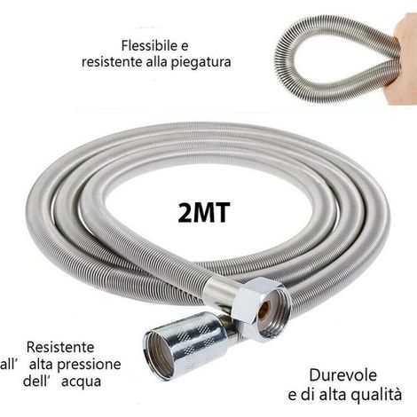 TUYAU FLEXIBLE POMME DE DOUCHE DOUCHE BAIGNOIRE 2 MT ACIER CHROMÉ 1984 (1/3)