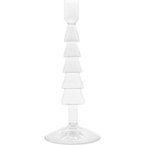 WD LifeStyle Potacandela in Vetro H 22 Cm Forma Albero di Natale Colore Trasparente