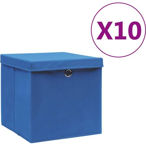 vidaXL Cajas de almacenaje con tapas 10 uds azul 28x28x28 cm (1/5)