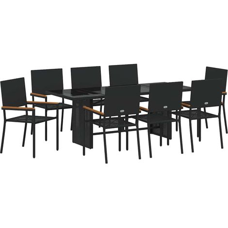 Maison Exclusive - Conjunto de Comedor de Jardín 9 uds. Negro rat (1/5)
