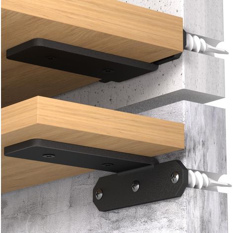 Lot 2 Equerre Etagere Murale 10cm, Supports d'Étagère Flottants (1/4)