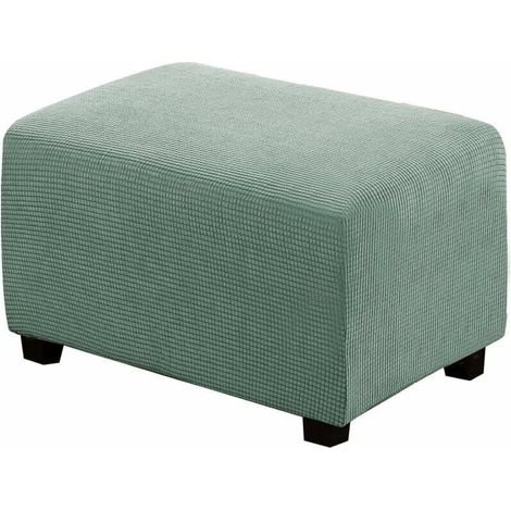 Housse de Pouf carrée Extensible en Peluche, Housses de Repose-Pieds en Jacquard Doux pour protéger Le Repose-Pieds, Housse de Pouf avec Fond élastique, Lavable en Machine -Vert (1/4)