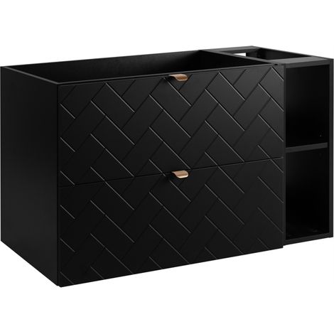 Rodan Waschbeckenunterschrank 100 cm, Schwarz Matt, 46 x 100 x 60,7 cm, ohne Waschtischplatte, mit Badregal, feuchtraumgeeignet, Badmöbel
