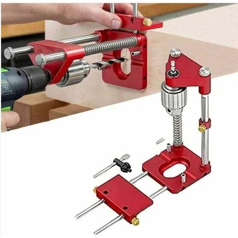 The best woodworking drill locator, XU, Adjustable Punch Locator Drill Template Guide, Woodworking Drilling Locator Tool - Outil de localisation, Gabarit de perçage pour porte(Rouge),Starlight - KZQ (1/4)
