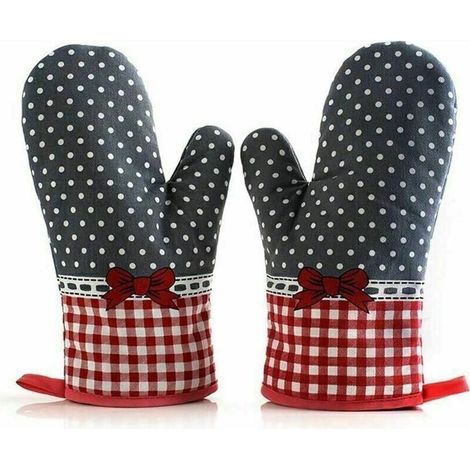 Gants grill ignifugés, manique coton Gants four pour protéger les mains Taille unique par lot de 2 28cm (1/4)