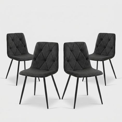 Set 4 sedie da cucina imbottite in tessuto easy clean Bells - Nero