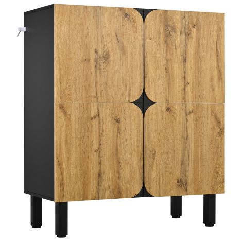 Meuble à chaussures 4 portes incurvées, étagères réglables 80x38,5x95 cm
