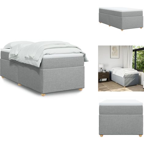 Boxspringbett mit Matratze Hellgrau 90x190 cm Stoff - Boxspringbett - Doppelbett - Bettenrahmen - Matratze - Matratzenauflage (1/5)