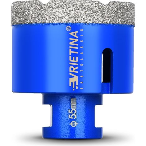 Foret diamanté pour carrelage M14 - 55 mm - Foret diamanté pour verre et carrelage humide / sec - Couronne de forage pour meuleuse d'angle - Scie cloche diamant - Pour carrelage, marbre, granit, (1/5)