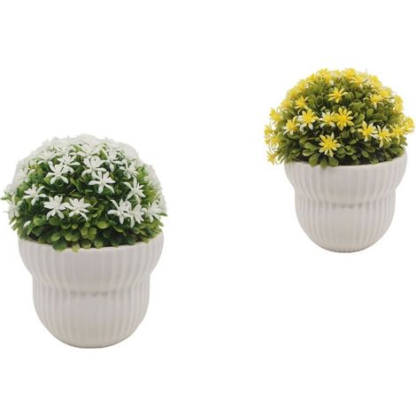 TrAdE Shop Traesio - Vasetto In Ceramica Con Fiori Piantina Artificiale Assortita 18cm Decorazione Casa 164308 - (1/4)