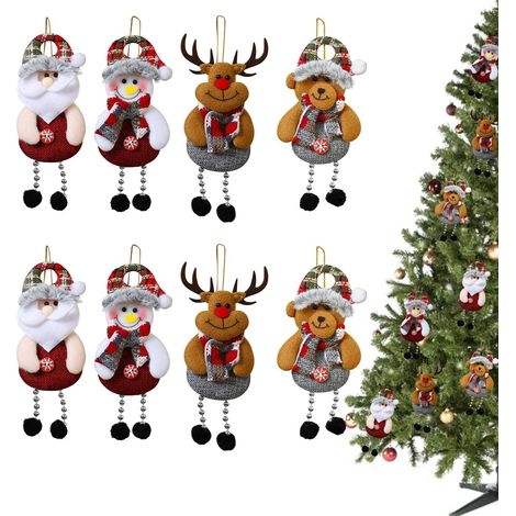 8 Pièces Decoration Noel Sapin Poupée Accrocher Décorations Pendentif,Deco Sapin De Noel Ours Bonhomme De Neige Père Noël Elk avec Corde Deco Noel Sapin Ornements De Pendentif d'arbre (1/5)