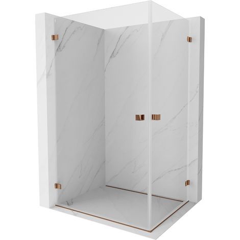 Mexen Lunar-B Duo Duschkabine schwenkbar 80 x 75 cm, transparent, Roségold - 832-080L-075P-60-00 (1/5)