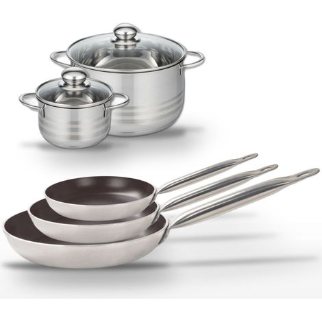 Lot de 3 Poêles 24/28/32 cm céramique Elo Bistro Line et 2 Faitouts 14/20 cm Elo (1/5)