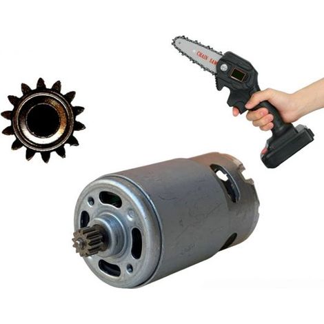 MOTORE DI RICAMBIO MINI MOTOSEGA A BATTERIA CON DOPPIA CORONA 12 E 14 DENTI (1/5)
