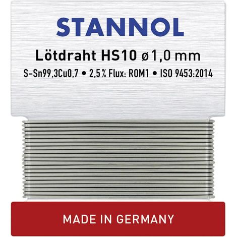 Stannol HS10 Lötzinn, bleifrei bleifrei Sn99,3Cu0,7 ROM1 6 g 1 mm