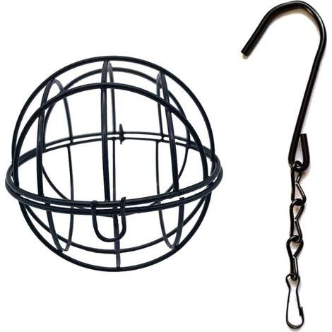 Lot de 4 mangeoires à oiseaux sphériques - Mangeoire d'extérieur, mangeoires suspendues en métal, mangeoire de 7 cm de diamètre avec crochets en forme de S (1/5)