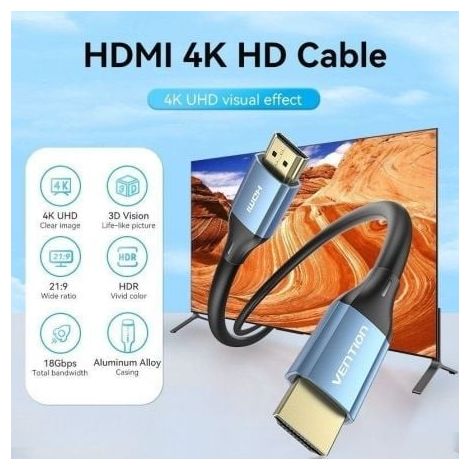 Cable HDMI 2.0 4K Vention ALHSI/ HDMI Macho - HDMI Macho/ 3m/ Azul (1/2)