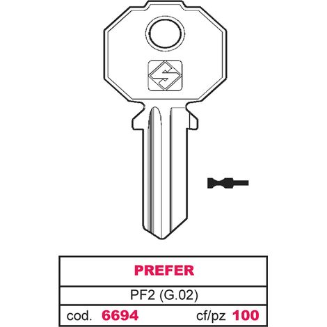 Silca chiave asc pf2 (g.vac 0) prefer (20 pezzi) - Silca