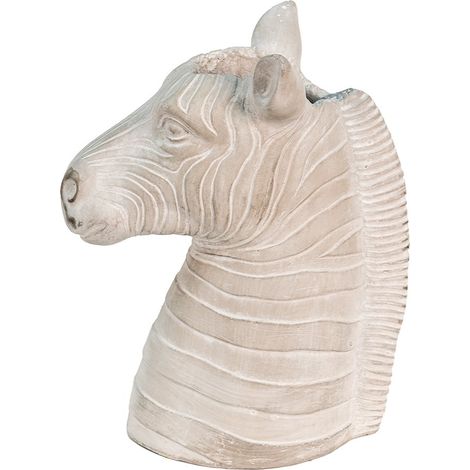 Cache-pot Tête de Zèbre en Pierre Grise pour Intérieur - Pot de Fleurs 21 x 13 x 26 cm - PANGIVO (1/5)