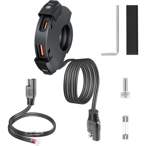 1 Chargeur Moto, Prise USB Étanche IP65, Double Port Type-C PD 30W Et USB-A 18W, Pour Vélo Camping-Car (1/5)