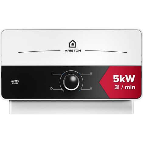 Chauffe-eau électrique instantané pour lavabos AURES MULTI 5kW (230V), multi-points de puisage, 3l/min - ARISTON (1/5)