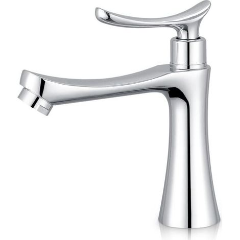 Robinet mitigeur à levier unique pour toilettes d'invités avec un trou - Montage sur pont - Chrome poli (1/4)