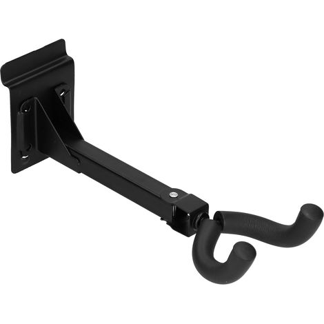 Langer Wandhaken aus Metall, schwarz, verstellbare Halterung mit Fuß für Gitarre, Ukulele und Bass (1/5)