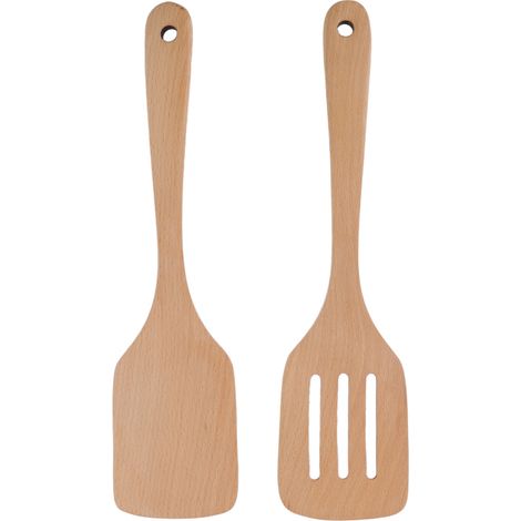 Cuillères en Bois, Ustensiles de Cuisine Portables à L'épreuve des Bâtons de Spatule en Bois de Hêtre pour la Cuisson (1/5)