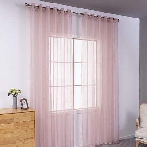 Dos cortinas semitransparentes perforadas, ligeras y transpirables, ideales para decorar dormitorios, salones, etc., de 140 x 230 cm, color oro rosa. (1/5)