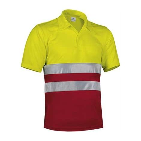 Polo manga corta de alta visibilidad - EN 20471 Build 3XL Amarillo fluor / Rojo loto