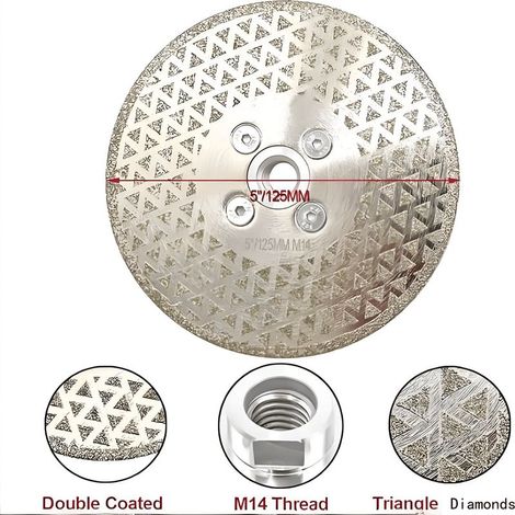 Disco abrasivo de diamante de 125 mm – Doble cara galvanizada – Para mármol, granito y azulejos – Corte limpio y rectificado eficiente (1/5)