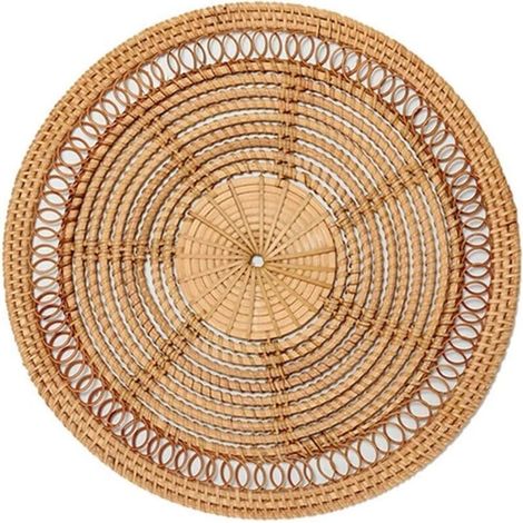 Panier tissé au décor bohème naturel avec décor décoratif en rotin, tenture murale tissée (1/3)