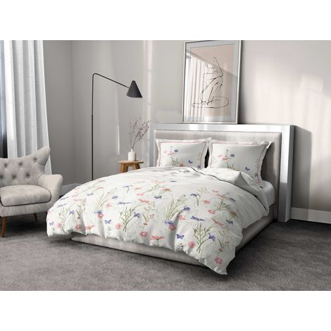 Parure de couette 3 pieces coton 57 fils beige 240x260 cm - MADEMOISELLE