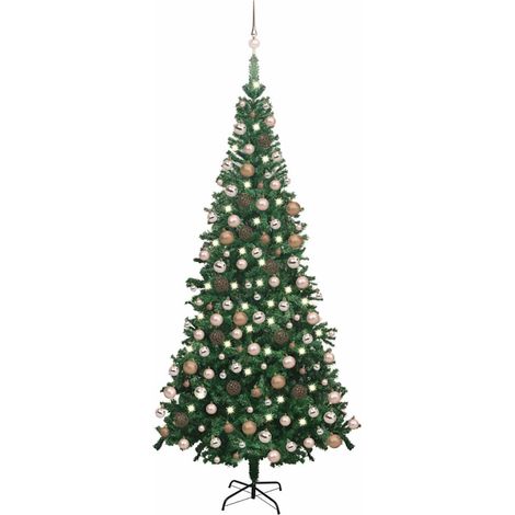 vidaXL Künstlicher Weihnachtsbaum mit Beleuchtung Kugeln L 240 cm Grün (1/5)