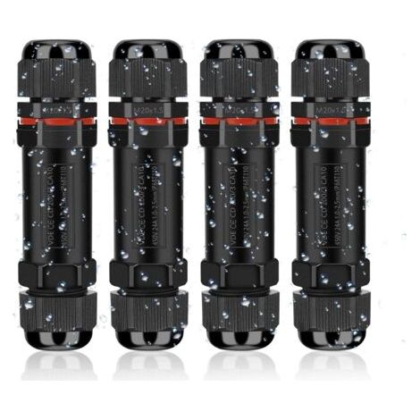 Raccord Électrique Étanches IP68, Connecteur de Câble Électrique Boîte de Derivation Étanche Éxterieur 3 Fils, Domino Etanche Boîte de Jonction pour Câble Ø 4 à 12 mm (4 Pcs)