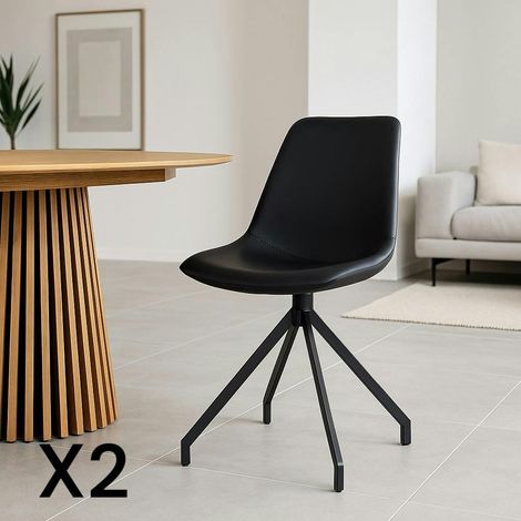 Chaise pivotante noire avec couture (lot de 2) AMSTERDAM (1/5)