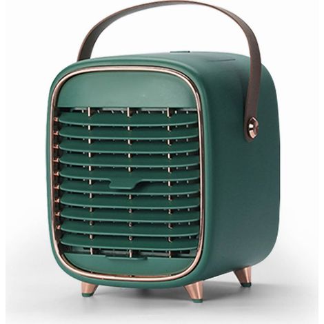 Ventilador de aire acondicionado silencioso, enfriador evaporativo USB portátil verde para el hogar, la oficina y el coche - KZQ (1/4)