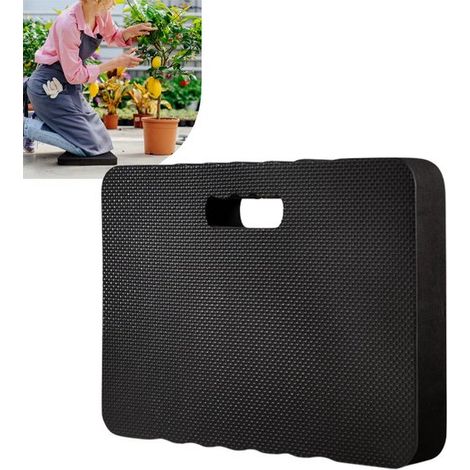 Coussin de genou de jardinage extra épais 46 x 28 cm, tapis de protection pour genoux, aide pratique pour jardinage, garage, travaux et yoga, noir (1/5)
