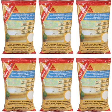 Set von 6 pulverförmigen Zusätzen zum Imprägnieren von Mörtel und Beton - SIKA Super Sikalite - Weiß - 1kg
