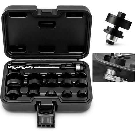 Emporte Pièce Capteur de Recul, Kit Perçage Radar de Recul 17 Pièces pour Pare-Choc, Coffret Outil Carrosserie Acier 45 Trempé avec Foret de Guidage HSS 5/16", Matrices de Découpe 17-32mm (1/5)