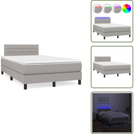 The Living Store Boxspringbett mit Matratze & LED Hellgrau 120x190 cm Stoff - Boxspringbett - Doppelbett - Schlafsystem - Lattenrost - Bettauflage (1/5)