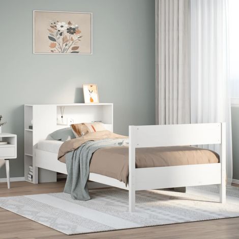 Bookcase Bed without Mattress White 90x190 cm Single Solid Wood Pine vidaXL (1/5)