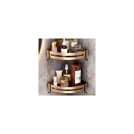 Set mit 2 rostbeständigen, goldfarbenen Eck-Badezimmerregalen (1/4)