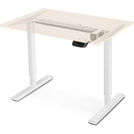 FrankyStar - Elektrischer Stehpult-Stehpult mit Doppelmotortechnik, mit digitaler Verstellung. Mobiler Bürotisch für Laptop-Computer zum Arbeiten im Stehen. Weiß
