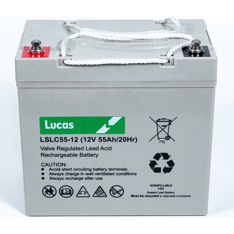 Batterie Plomb Etanche Stationnaire et Cyclage Lucas VRLA AGM LSLC55-12 12V 55Ah.