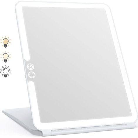 Kosmetikspiegel, beleuchteter Kosmetikspiegel mit 72 LEDs, 2000 mAh USB-aufladbarer LED-Spiegel, Touchscreen-Reisespiegel (Weiß) (1/4)