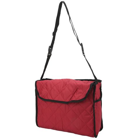 Sac de rangement suspendu pour fauteuil roulant en coton matelassé, accessoire pour déambulateur et scooter, couleur rouge bordeaux