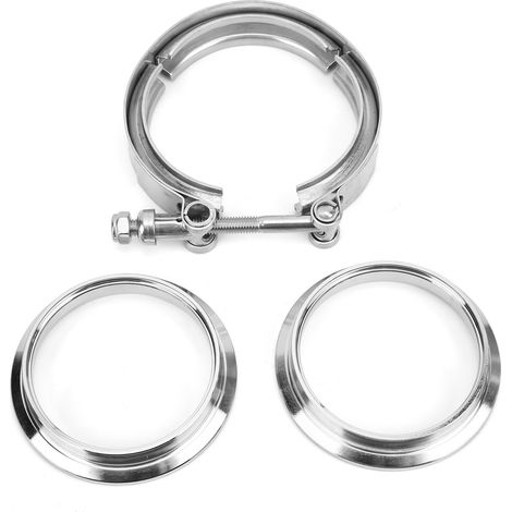 Collier V-Band 3 pouces en acier inoxydable avec bride plate en acier doux pour modification auto (1/5)